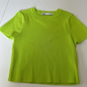 Zara Kids Bright Lime Short Sleeve Tee